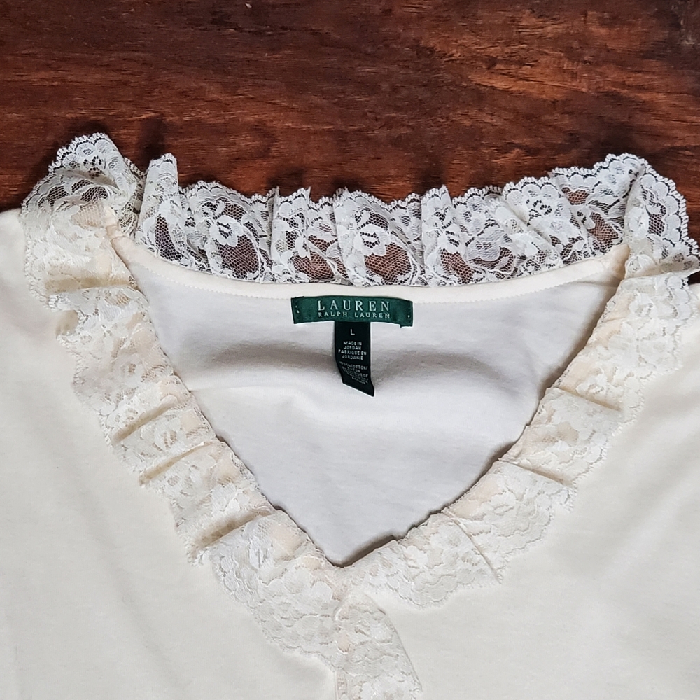 Ralph Lauren V-neck Long Sleeve Top Size Large - Picture 3 of 6